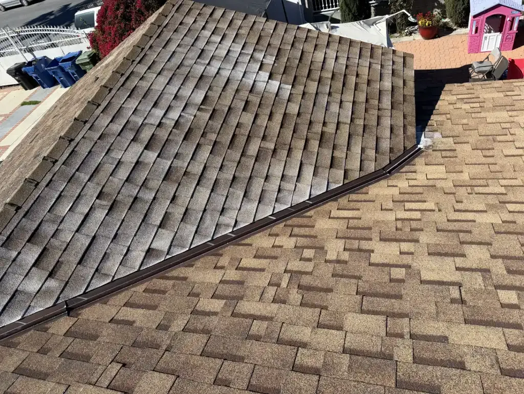 Roof rejuvenation treatment in progress on a South Bay home